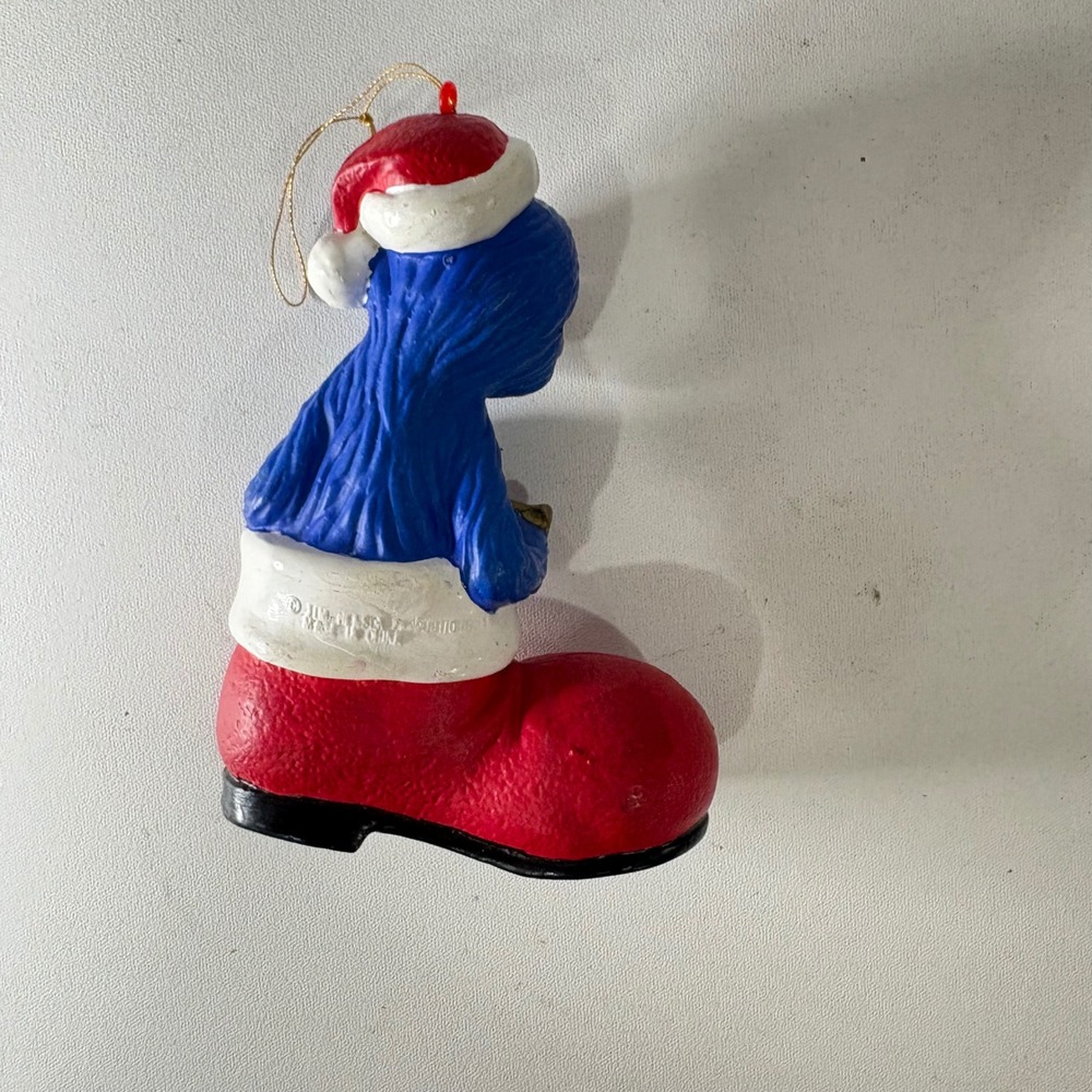 Vintage Sesame Street Grover Christmas Ornament Santa Hat Red Boot Jim Henson - Picture 2 of 2